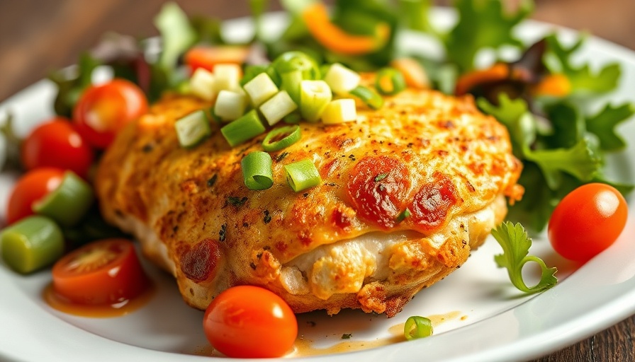 Crispy jalapeño popper stuffed chicken breast with fresh salad.