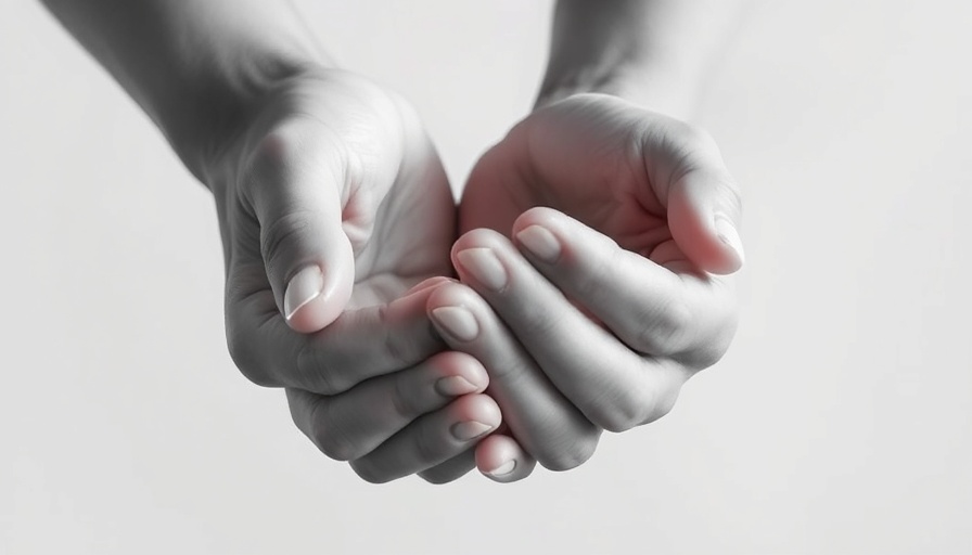Compassionate support shown by hands holding gently.