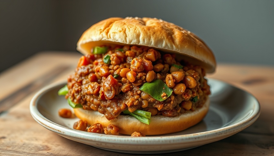 Healthy vegan lentil sloppy joe sandwich on a plate.
