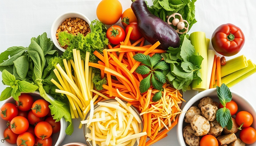 Colorful vegetables and ingredients on a white table, ketogenic diet.