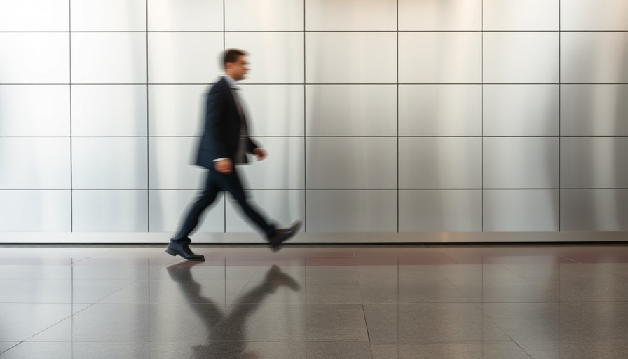 Blurry person walking in a modern environment, reflecting the theme of reframing trauma as a public health issue.