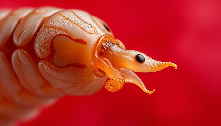 Close-up of New World Screwworm larvae with detailed texture in macro photography.