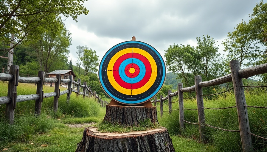 Colorful archery target in a green field, symbolizing drug targets for psychiatric disorder genes.