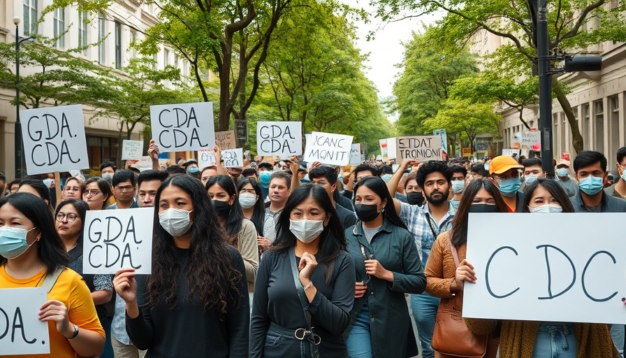 Protesters with 'Save the CDC' signs at urban rally.