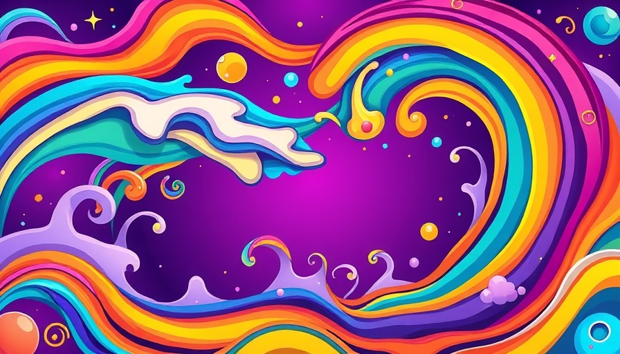 Colorful abstract rainbow waves symbolizing psychedelics and queerness.