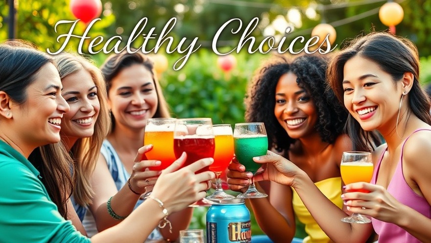 Diverse friends toasting colorful non-alcoholic drinks, promoting Dry January and mindfulness drinking.