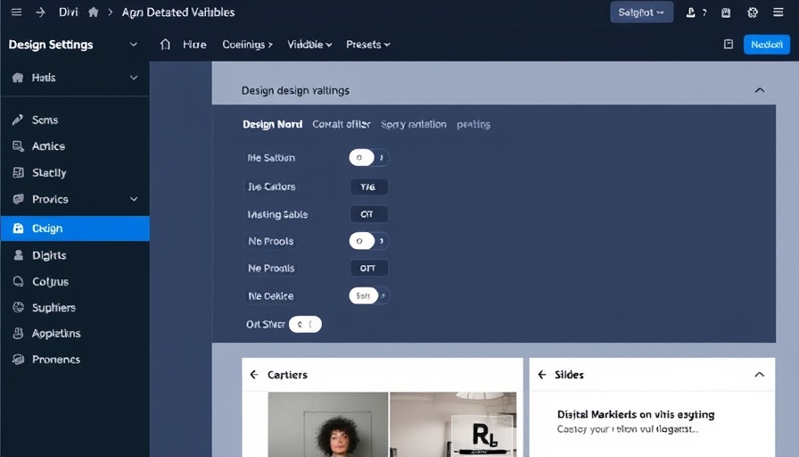 Divi 5 interface with design variables and presets settings.