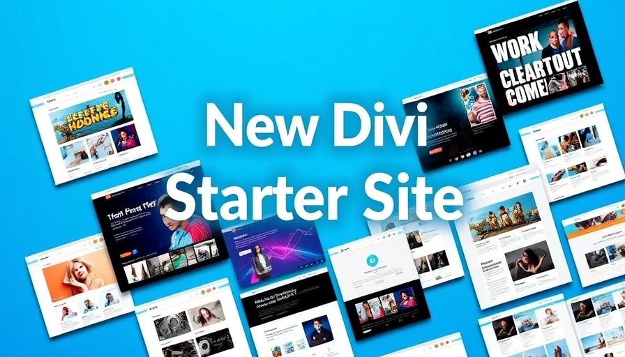 New Divi Starter Site web design collage on blue background