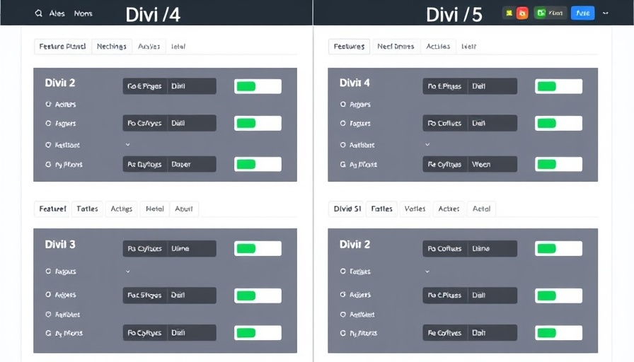 Divi 4 vs Divi 5 interface comparison with feature updates.