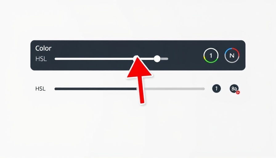 Interface with color adjustments and HSL controls highlighted.