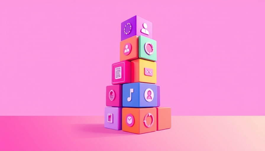 Abstract illustration representing app development with colorful blocks.