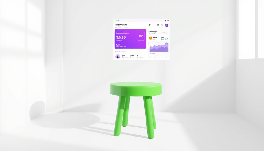 Ecommerce interface with green stool and metrics display.