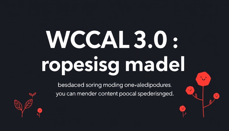 WCAG 3.0 scoring model announcement with minimalist design and playful elements.