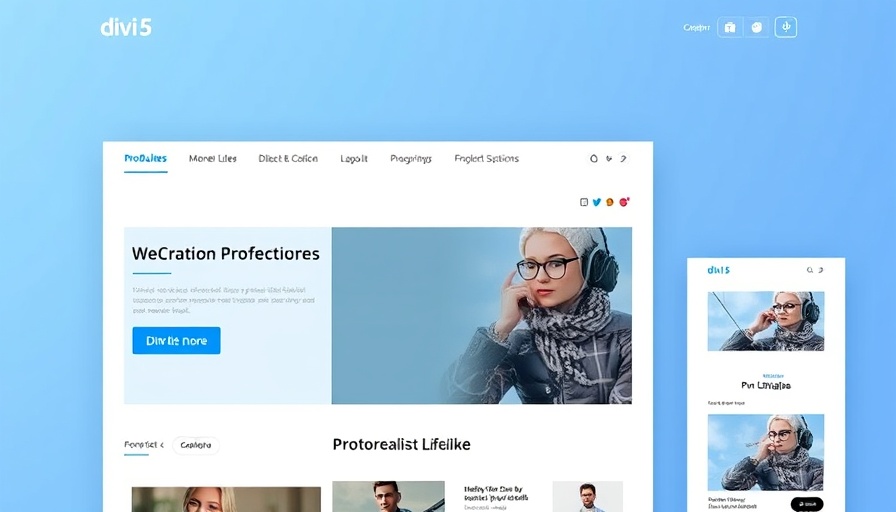 Divi 5 interface showing modules and layout for web design.