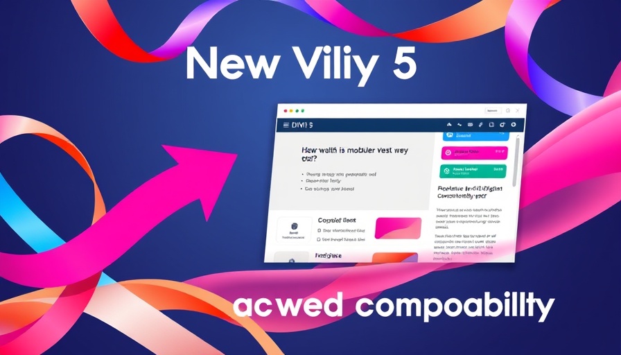 Divi 5 backward compatibility feature banner, vibrant and colorful.