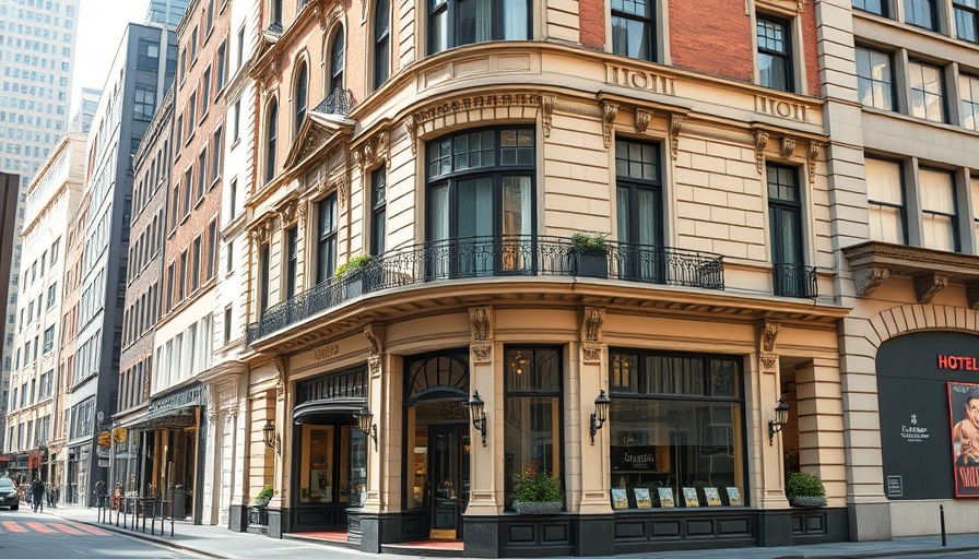 Charming facade of exclusive boutique hotel with classic design.