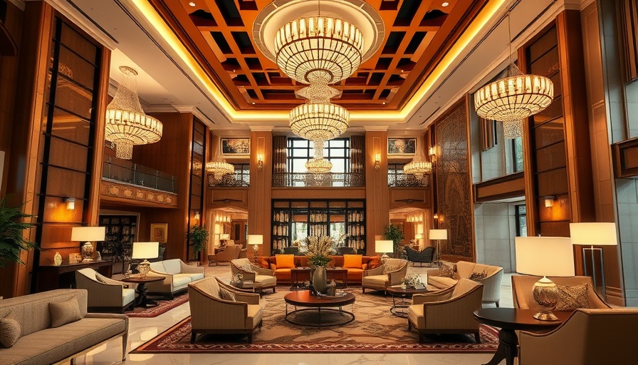 Luxurious hotel lobby in Austin with stylish decor and seating.