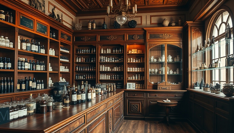 Elegant vintage apothecary store interior in Paris