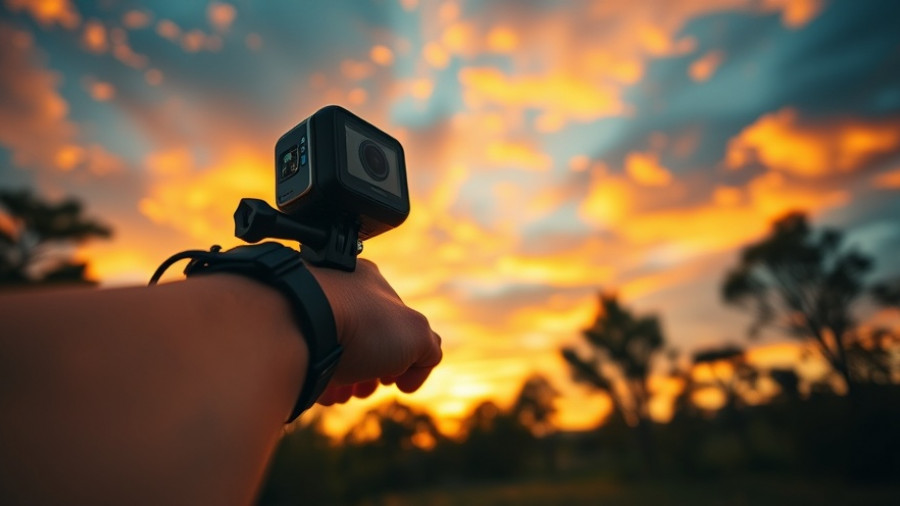Action camera capturing sunset for creating stunning travel videos