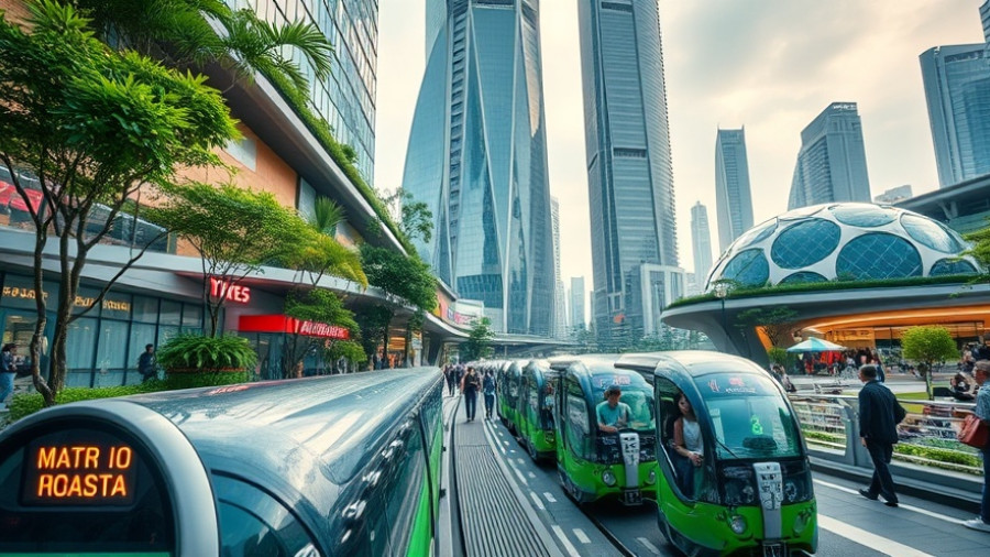 Futuristic urban design with eco-friendly transport for luxury travel climate change