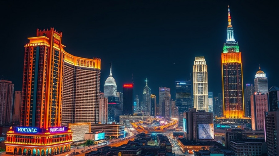 Night view of hotel towers illustrating private credit transactions in hospitality.
