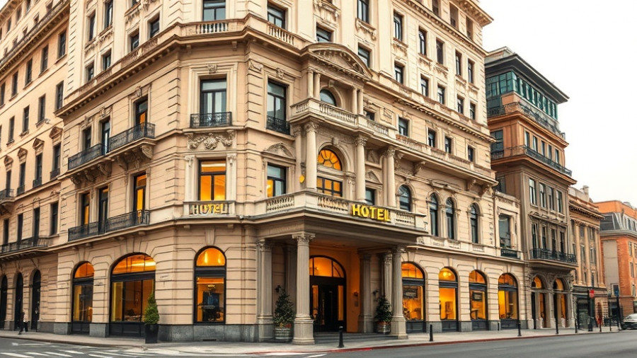Waldorf Astoria opens debut hotel in Finland, elegant facade with columns.