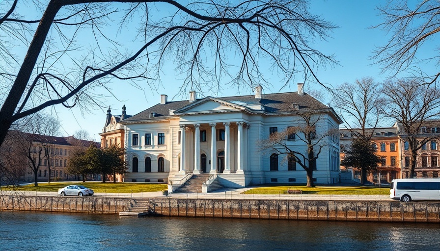 Custom House luxury hotel development by riverbank, bright winter day