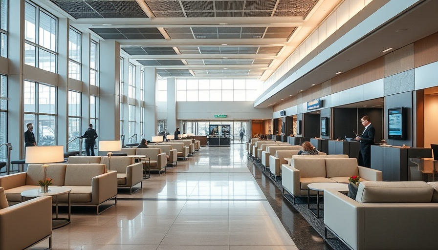 Luxurious airport lounge with concierge service.