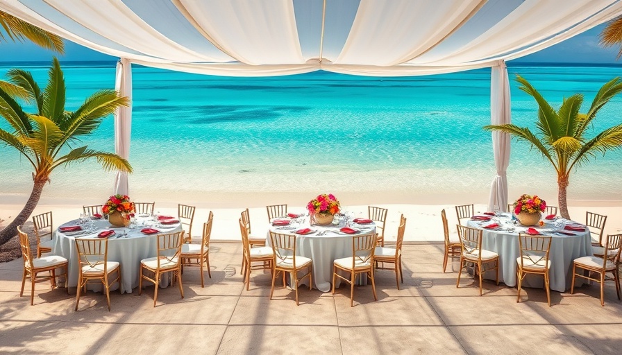 Luxurious event setup on Maldives beach with turquoise water