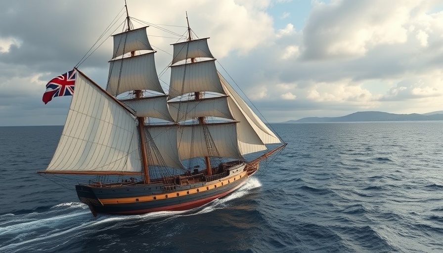 Majestic sailing ship with full sails on open ocean.