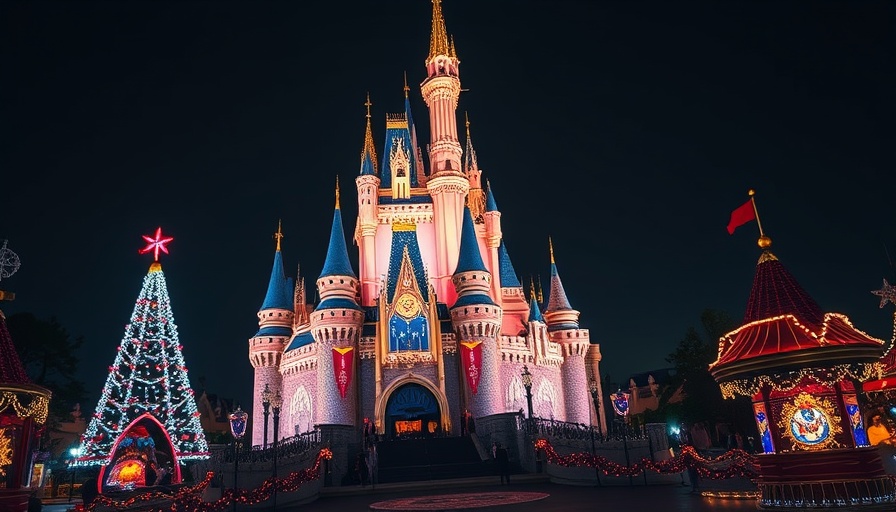 Beautifully lit castle at a theme park night view