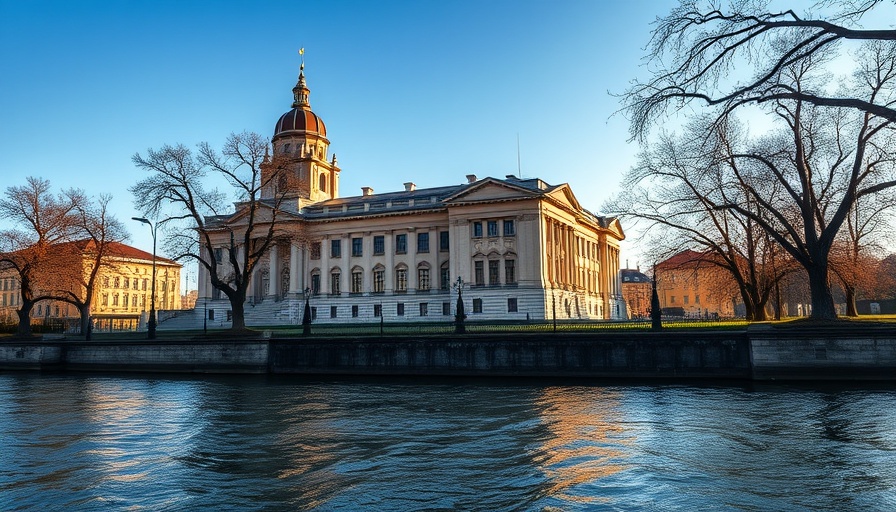 Majestic historic building by riverbank for Custom House luxury hotel.