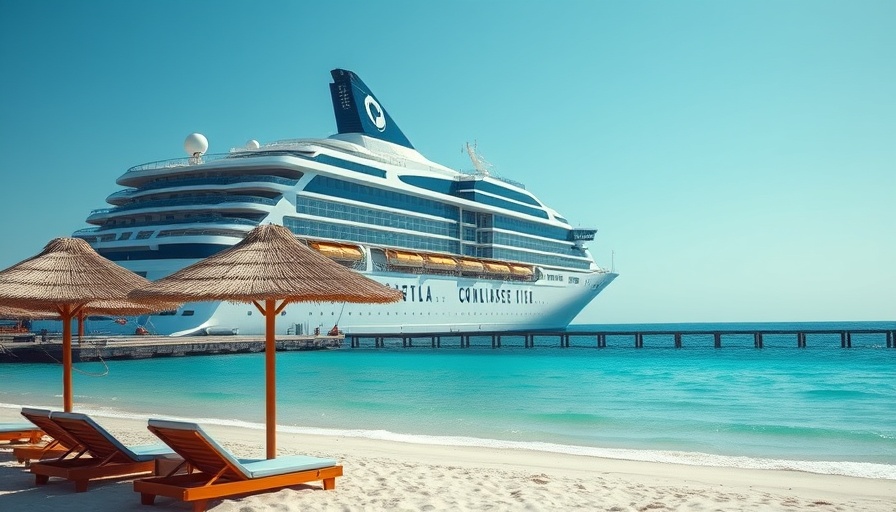 Large cruise ship near beach, illustrating cruise travel costs.