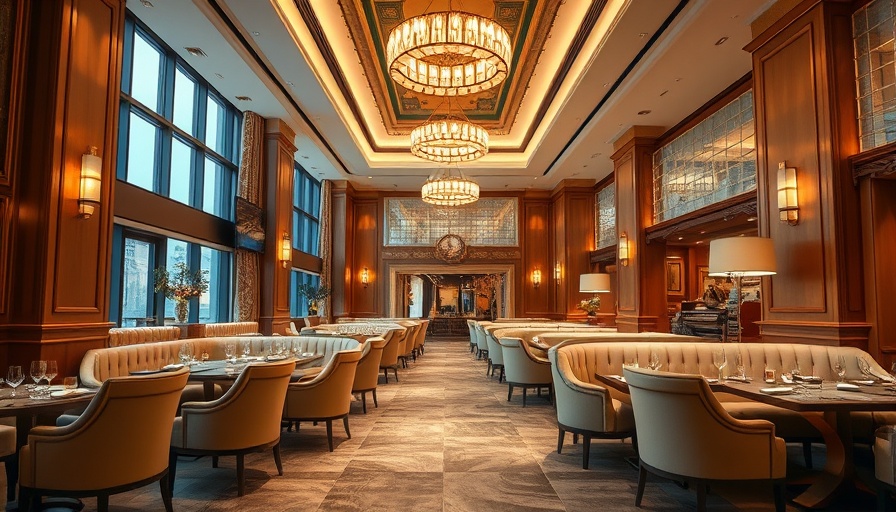 Luxury urban hotel dining room with elegant decor