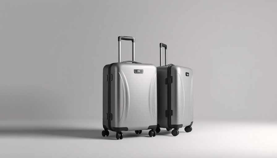 Modern suitcases with brand logo, symbolizing hotel development