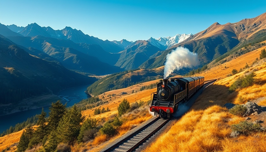 Luxury travel experience on a scenic train journey through mountains.