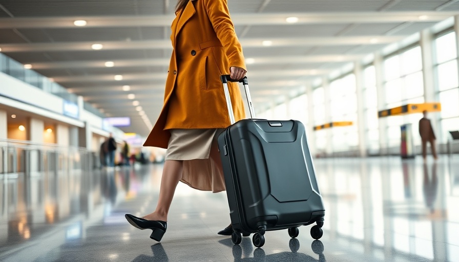 IATA Global Baggage Roadmap: Woman with suitcase in airport terminal.
