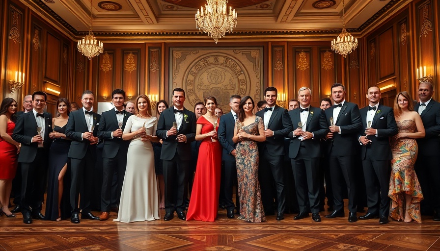 Award recipients at Serviced Apartment Awards ceremony in formal attire.