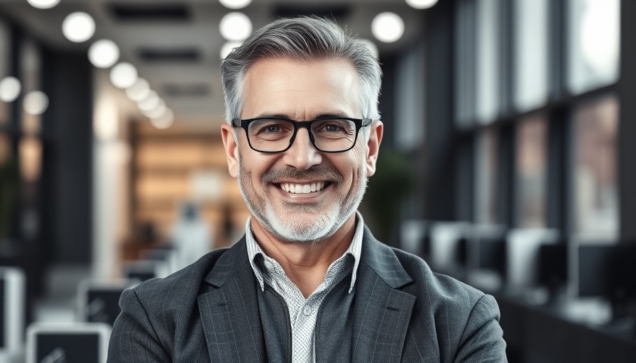 Smiling man in suit embodying modern airline retailing.