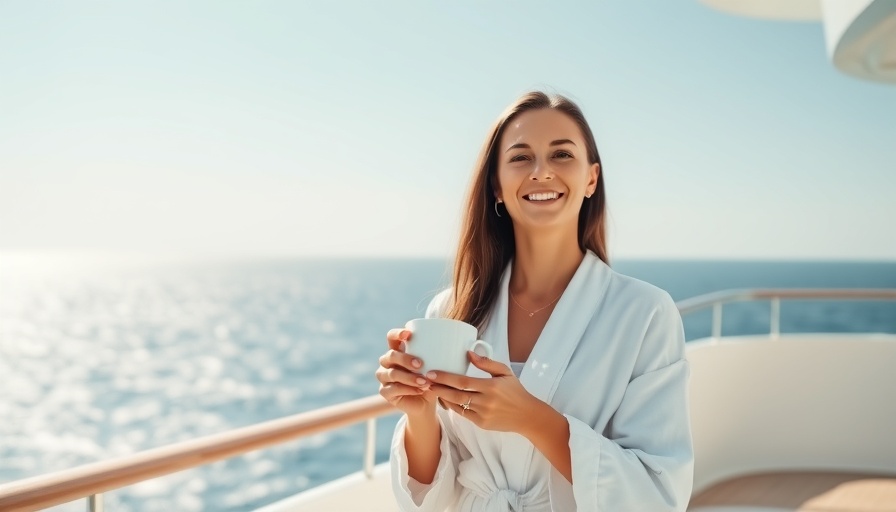 Woman enjoying coffee on luxury yacht, ultra-luxury yacht charter experience.
