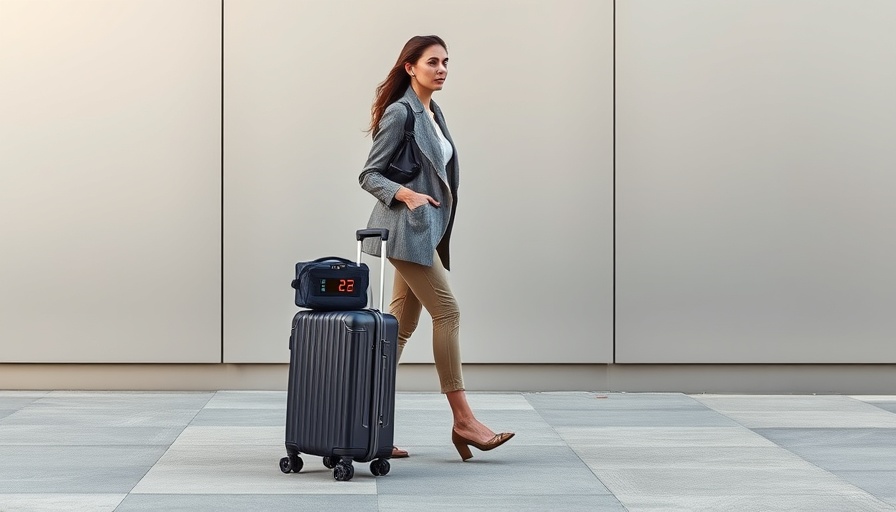 Stylish woman with luggage showcasing top luggage scales.