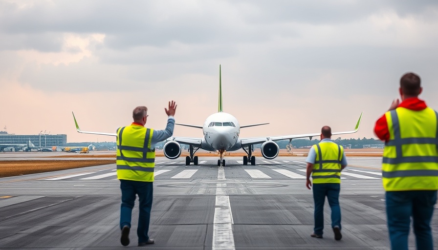airBaltic airplane on runway with staff waving.