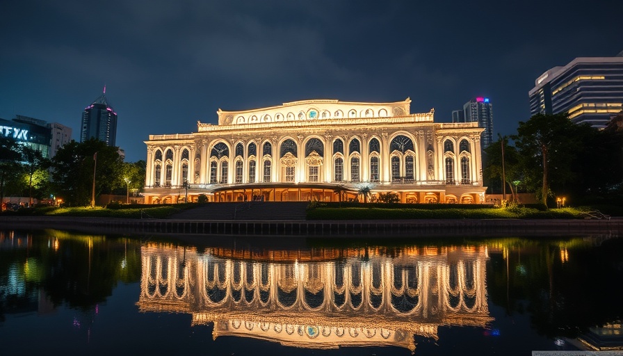 Illuminated iconic building at night reflecting on water; most expensive buildings in the world.