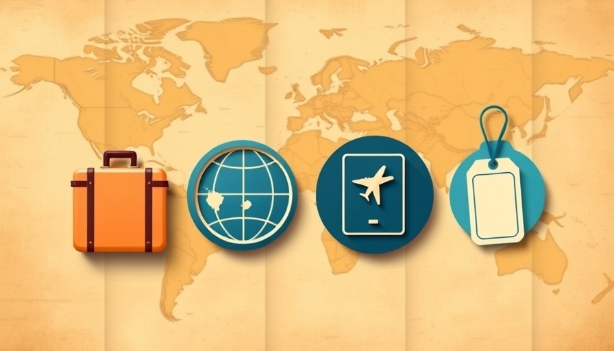 Travel icons over sepia world map, Priceline promo codes theme