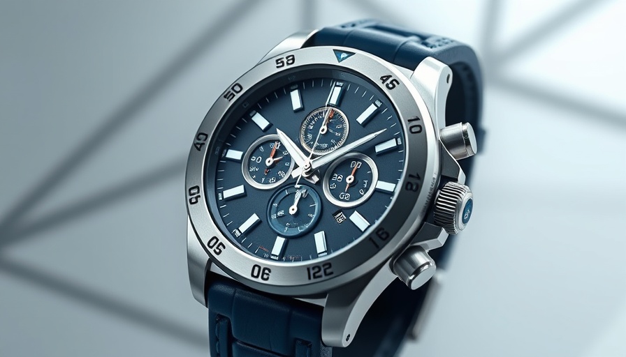 Luxury sports watch with intricate blue dial design.