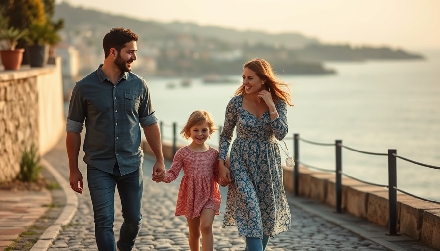 Family enjoying meaningful getaways closer to home in scenic coastal view.