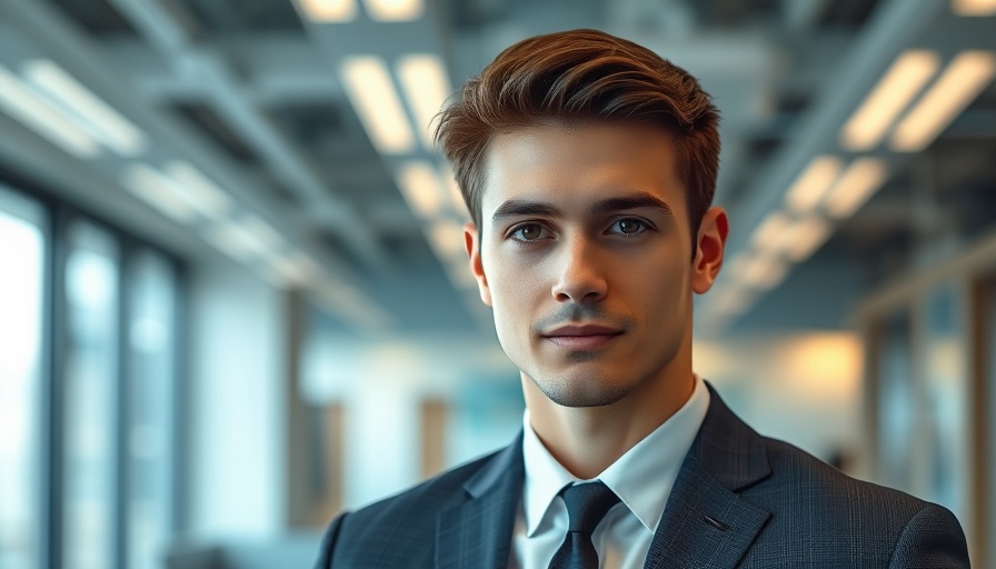 Confident young man in a suit representing hotel management professionalism