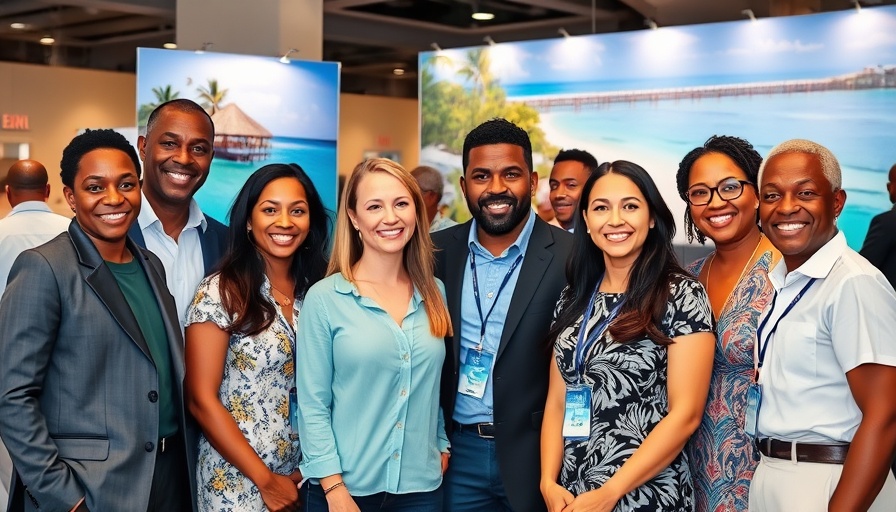 Group attending Caribbean tourism event promoting luxury hotels Anguilla