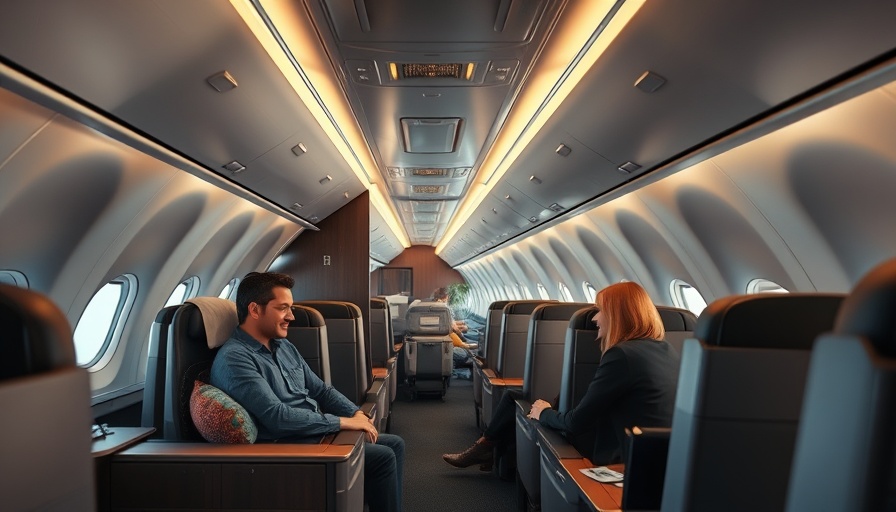 Luxury air travel in a first-class cabin with passengers.