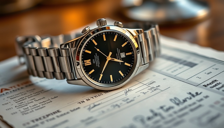 Vintage luxury wristwatch on antique receipt, photorealistic.
